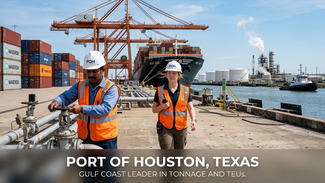 Port of Houston Texas leading the Gulf Coast in tonnage and container volume