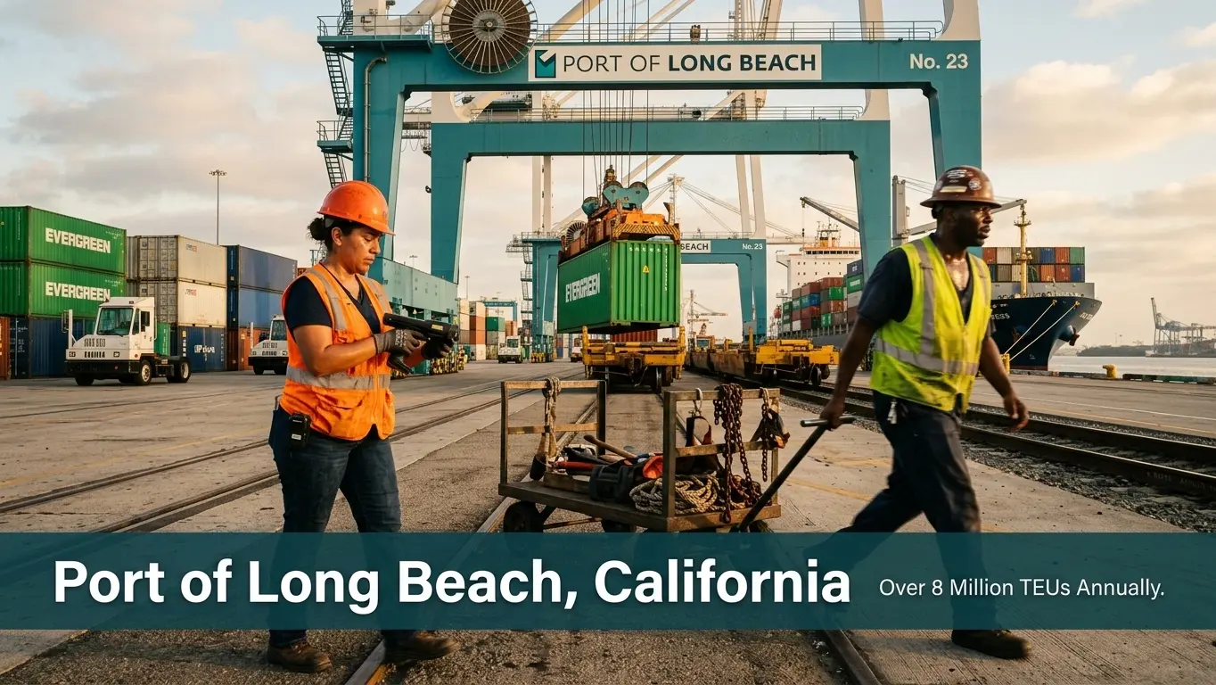 Port of Long Beach California handling over 8 million TEUs annually