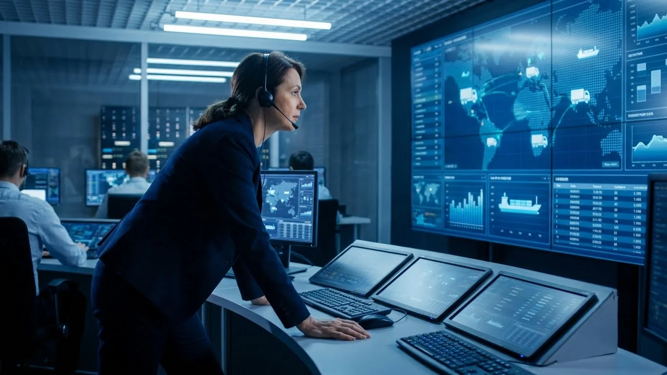 Logistics manager using technology to optimize supply chain 