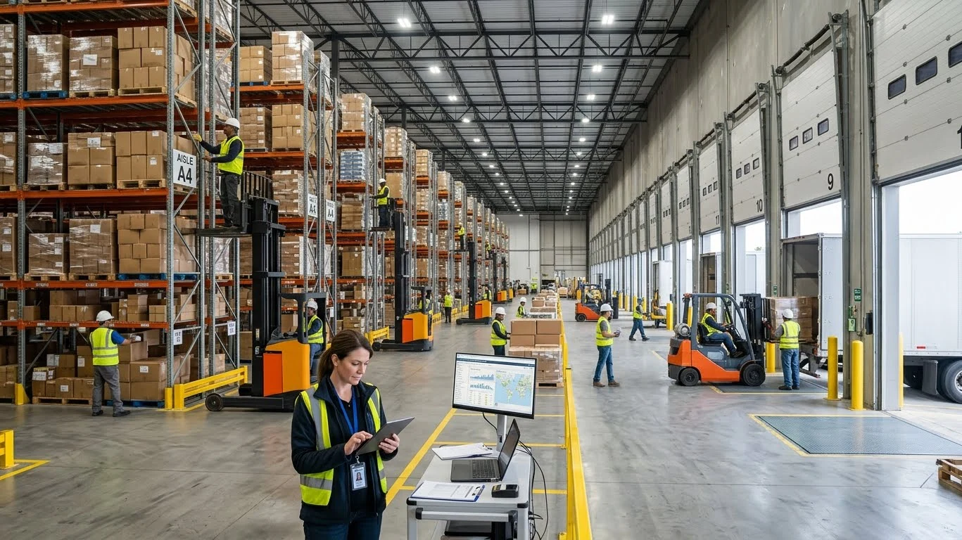 warehousing and logistics operations in modern supply chain facility
