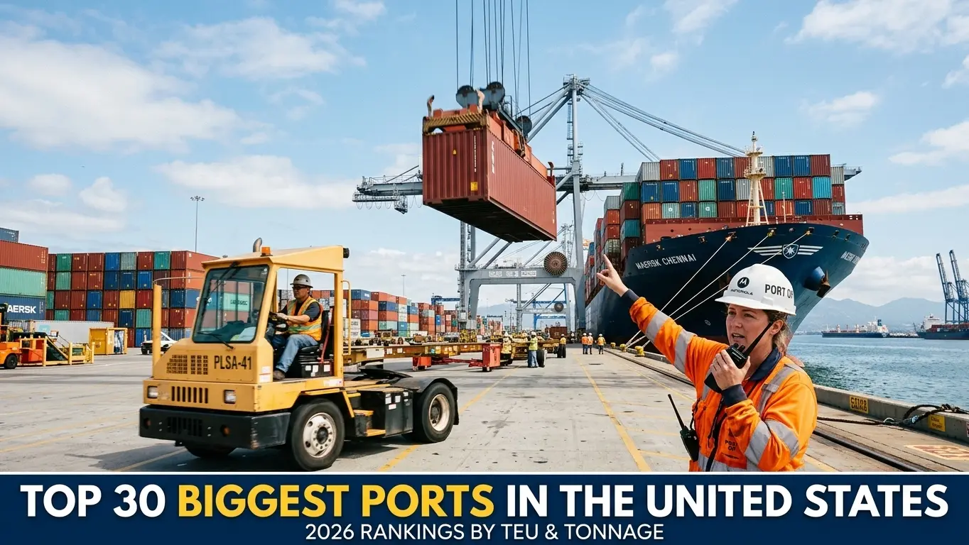 Top 30 biggest ports in the United States 2026 rankings by TEU and tonnage